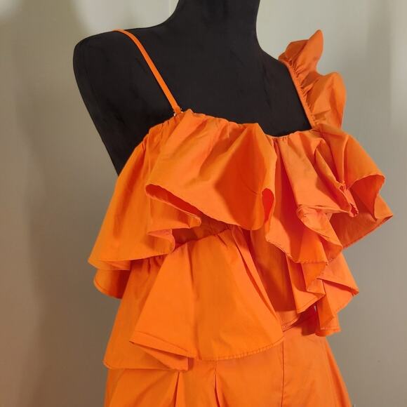 STRUT & BOLT Orange Ruffle Romper, Size Large - Picture 6 of 12